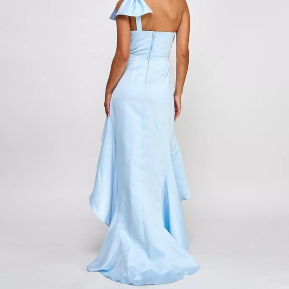 CITY STUDIOS Juniors' One-Shoulder High-Low Ball Gown Sky Blue - Picture 6 of 6